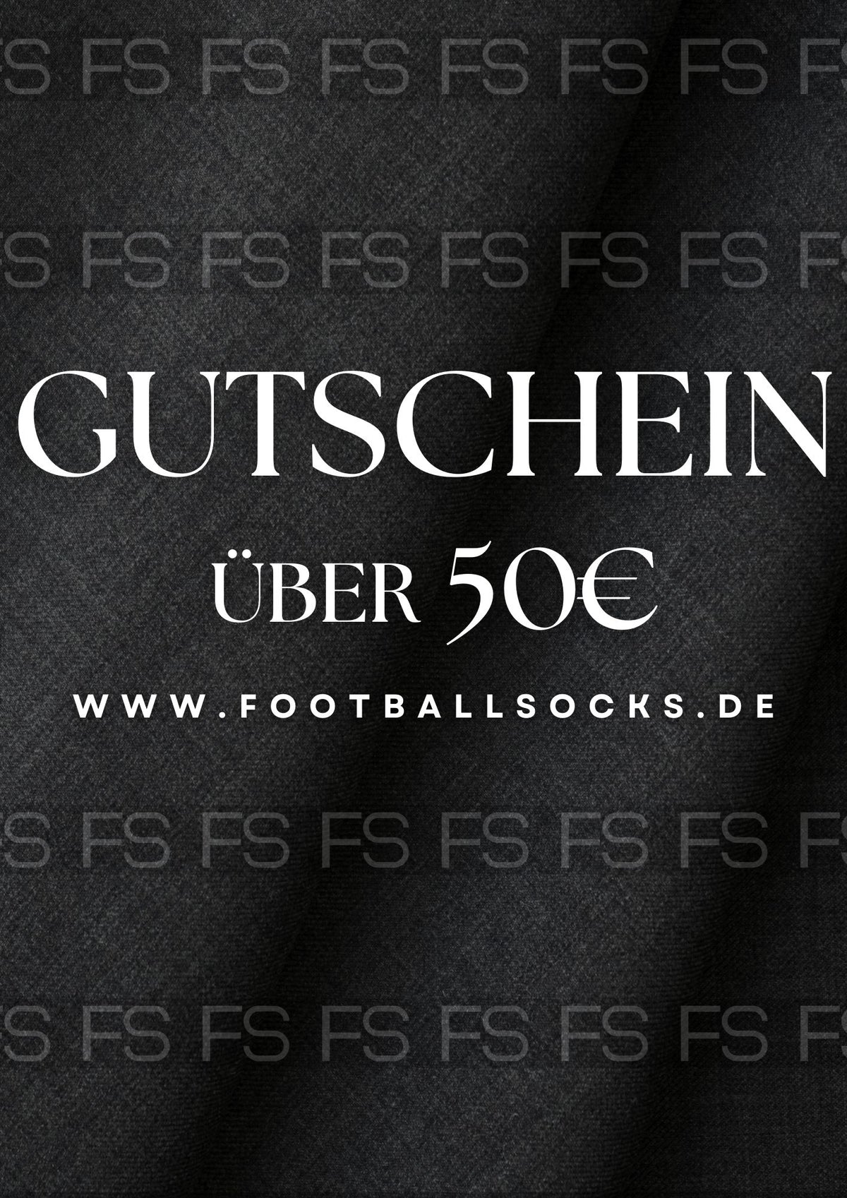 Bild vom Gutschein mit Schrift: Gutschein, über 50€ www.footballsocks.de
