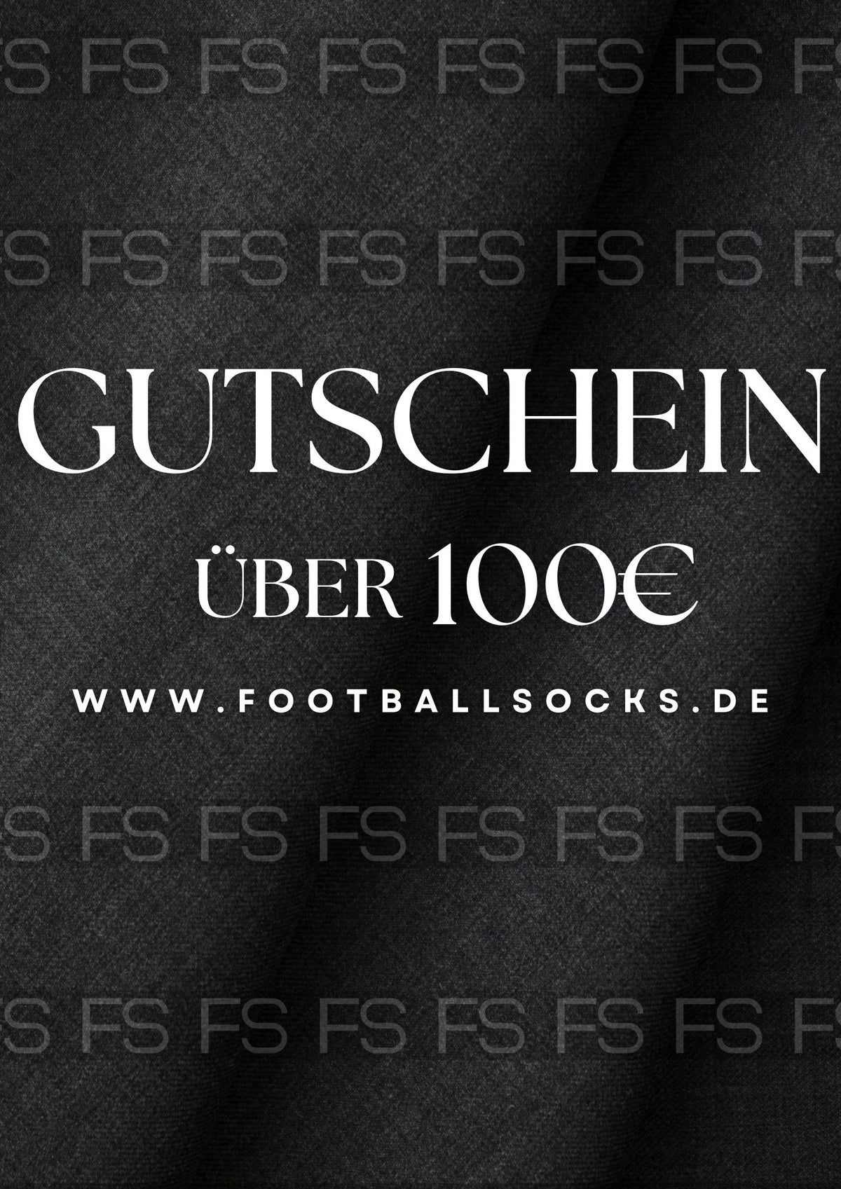 Bild vom Gutschein mit Schrift: Gutschein, über 100€ www.footballsocks.de